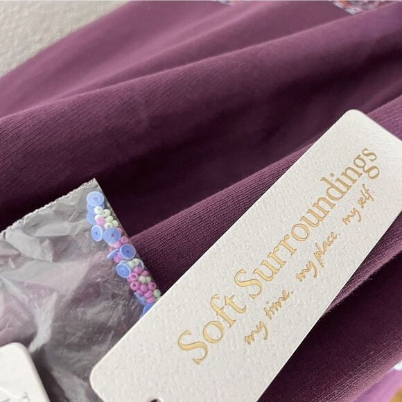 Soft Surroundings Playa Embroidered Jacket Dark Berry Beaded Open Front Blazer - Picture 6 of 10